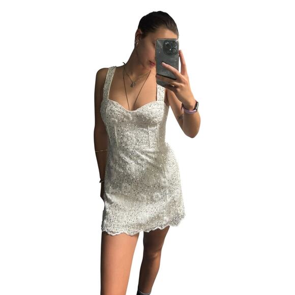 Show Me Your Mumu White Crystal Mini Dress - Stunning! - Picture 2 of 3